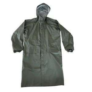 Helly Hansen Rain Coat Men's Large Snap Waterproof Fishing Hood PVC Trench